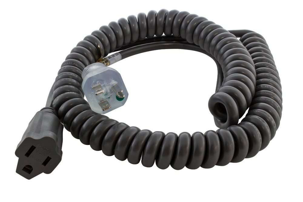 10ft Coiled Medical Grade Power Cord NEMA 5-15P to 5-15R by AC WORKS-image