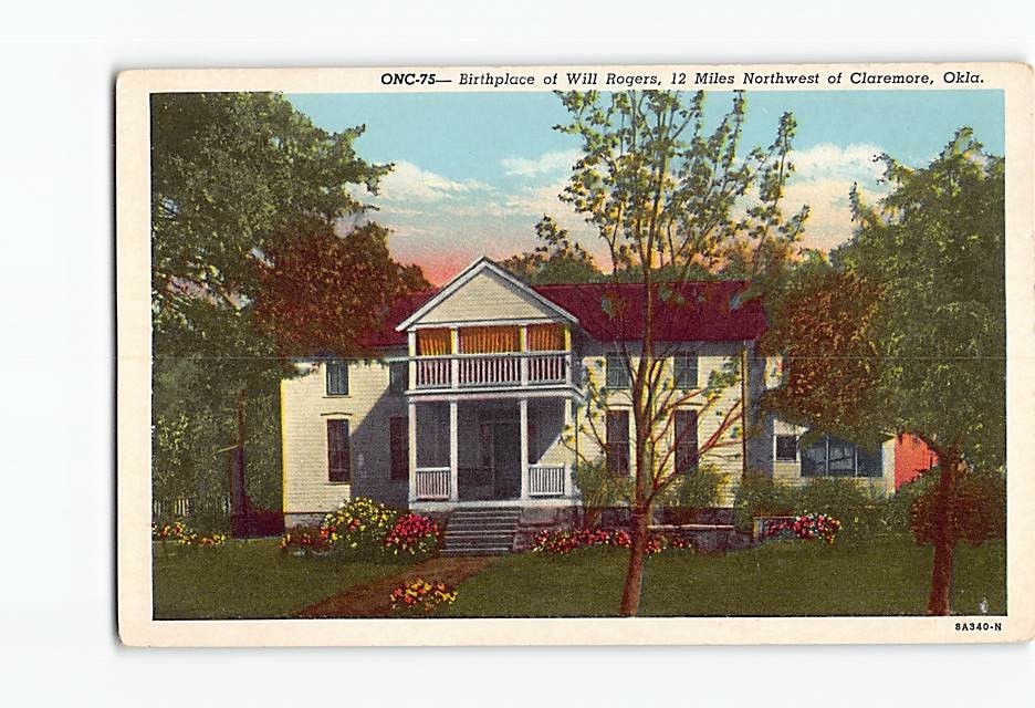 Postcard Birthplace of Will Rogers 12 Miles Northwest of Claremore Oklahoma USA