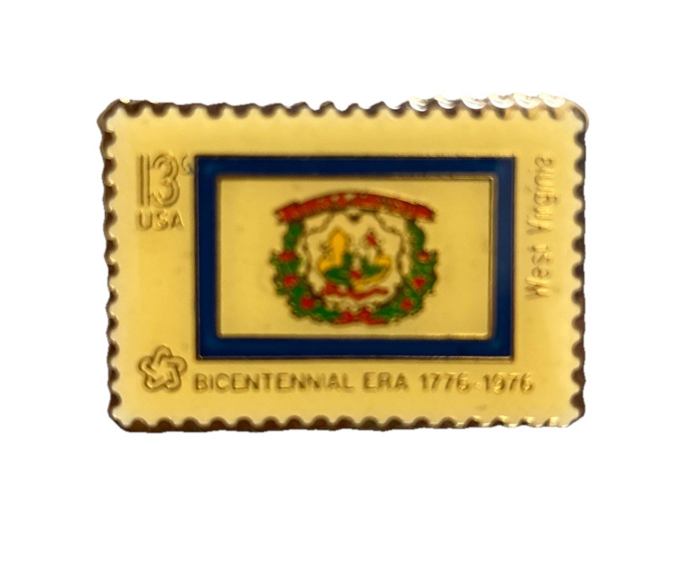 State of West Virginia WV Hat Vest Lapel Pin Postage Stamp Bicentennial 13 Cent