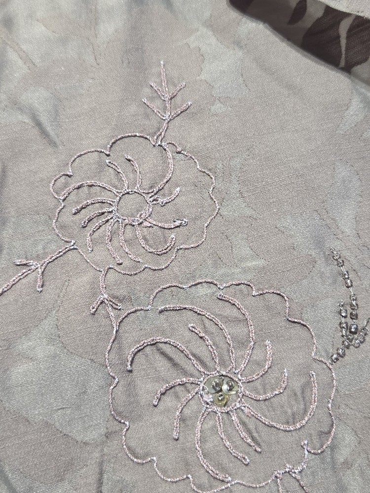 Jh Collectibles Sheer Olive Green Floral Embroidered Button Front Blouse Women’s