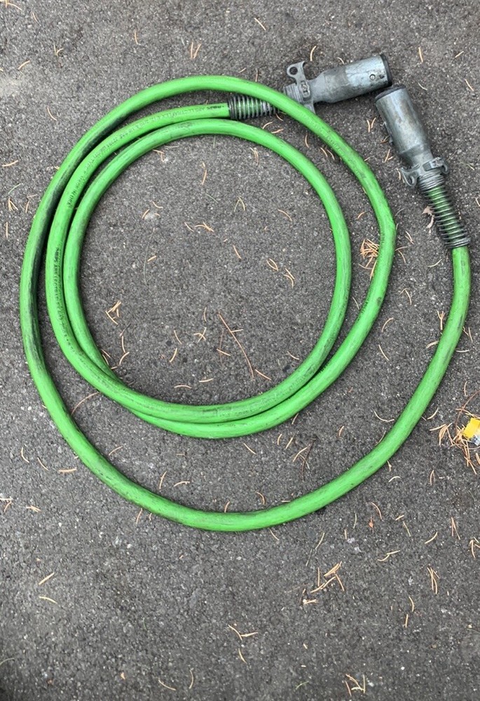 7-Way ABS Straight Cable Electrical Power Cord Green for Semi Truck Trailer-image