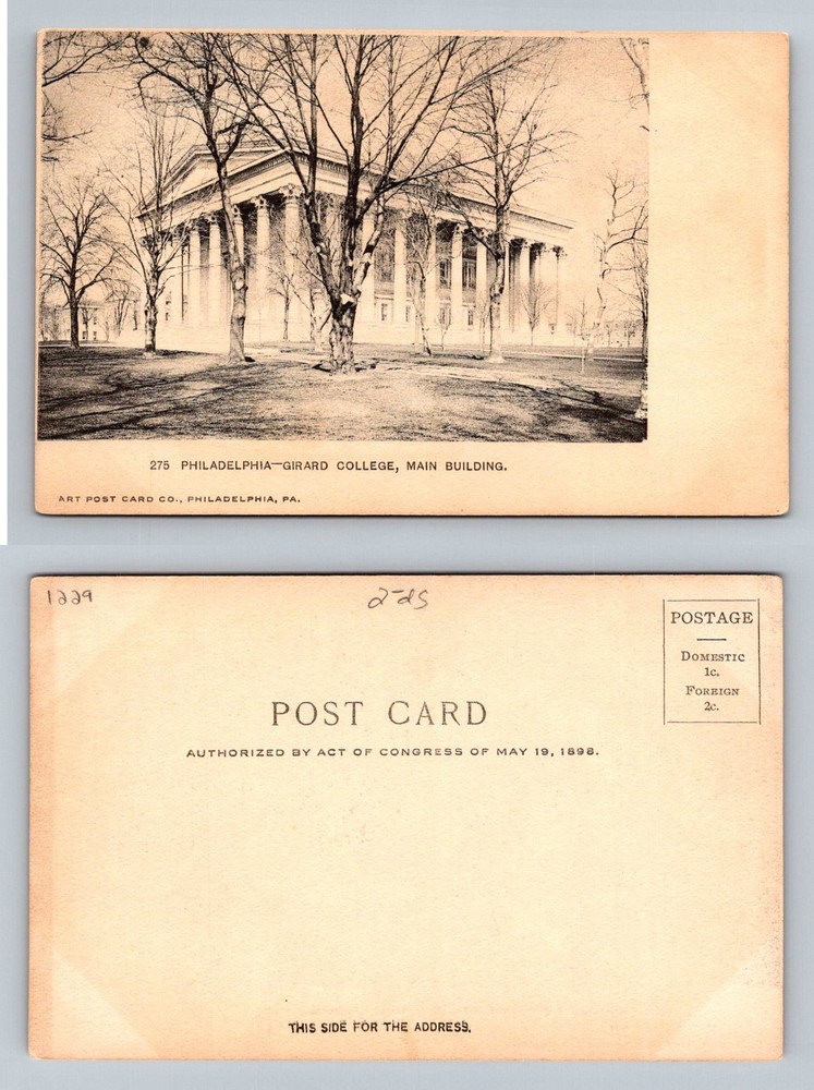 Philadelphia, PA-Pennsylvania, Girard College Main Building Vintage Postcard