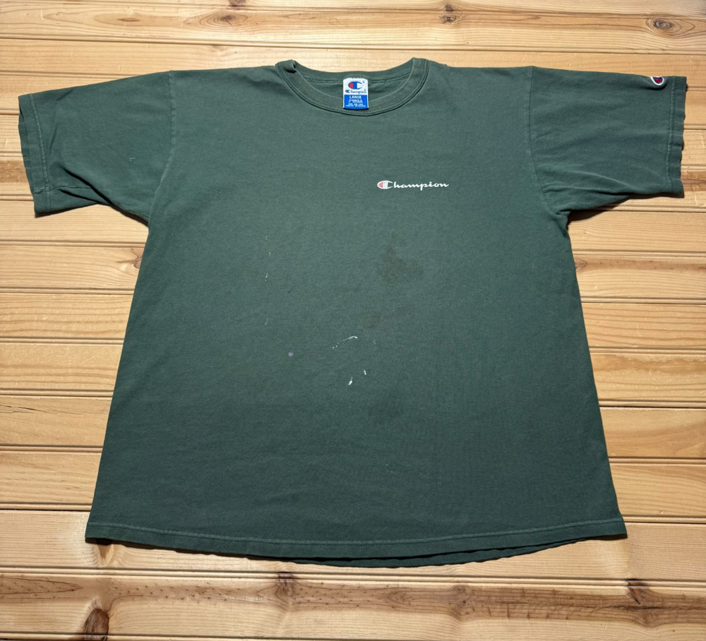 Vintage 90s Y2K Champion Script Logo Short Sleeve T-Shirt USA Made - Size Large