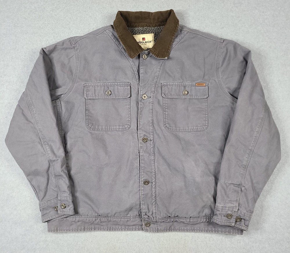 Woolrich Canvas Sherpa Lined Trucker Jacket Mens 2XL Barn Chore Coat Work
