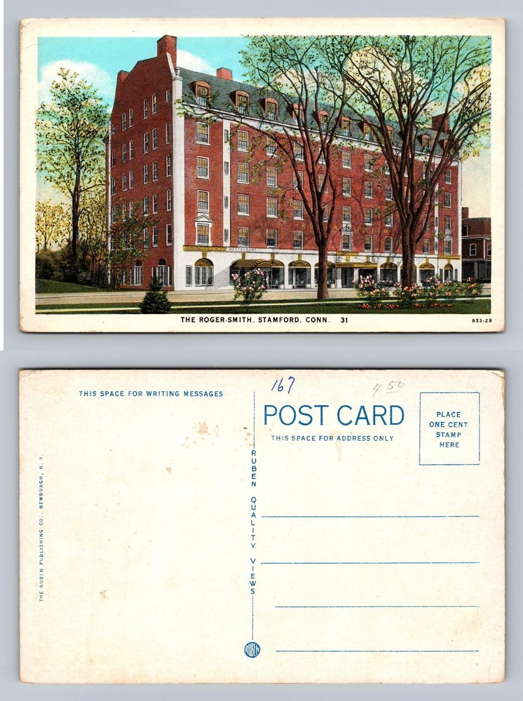 Stamford, CT-Connecticut, Roger Smith Hotel Scene View Old Card Vintage Postcard