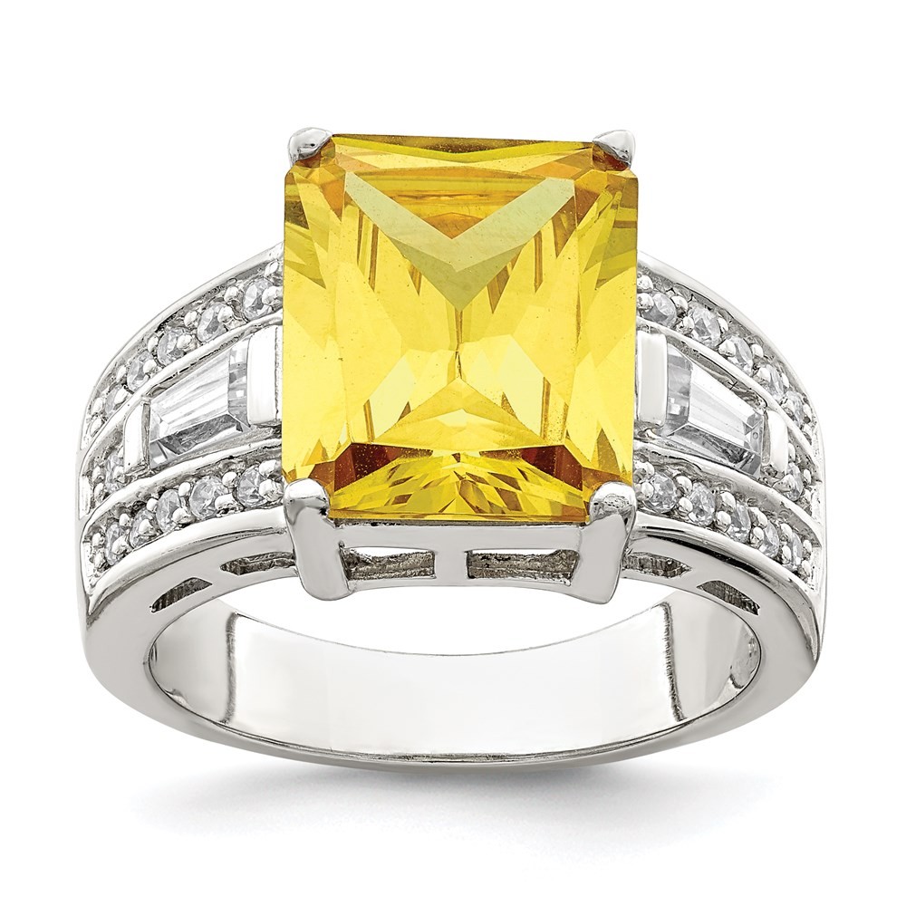 Sterling Silver Yellow & White Cubic Zirconia Ring Size 8