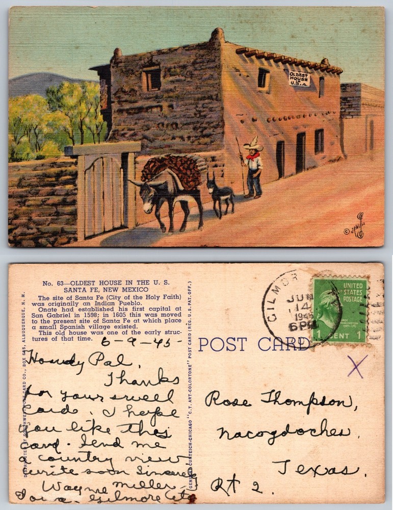 Oldest House Santa Fe New Mexico Postcard