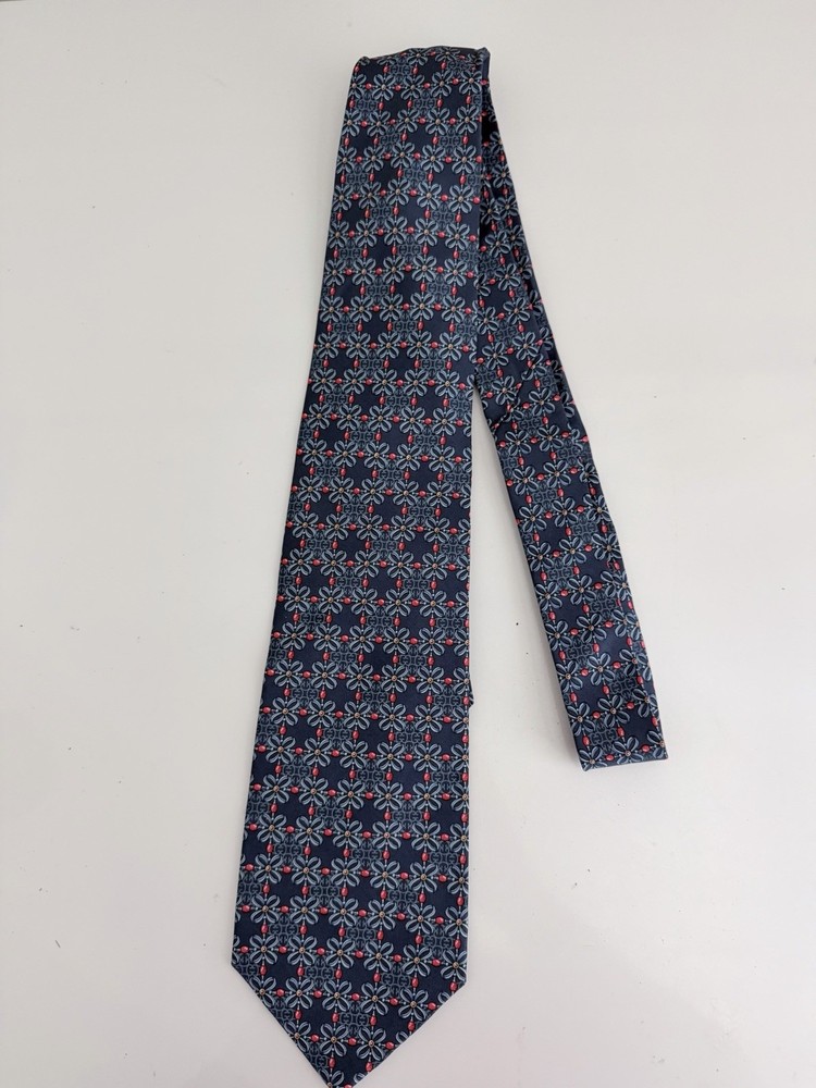 Faberge Silk Tie Mens Blue Floral Geometric Necktie Des N 00187
