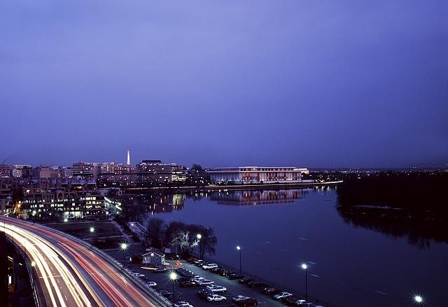 Potomac River Dusk,Kennedy Center,Washington,DC,District of historic photo