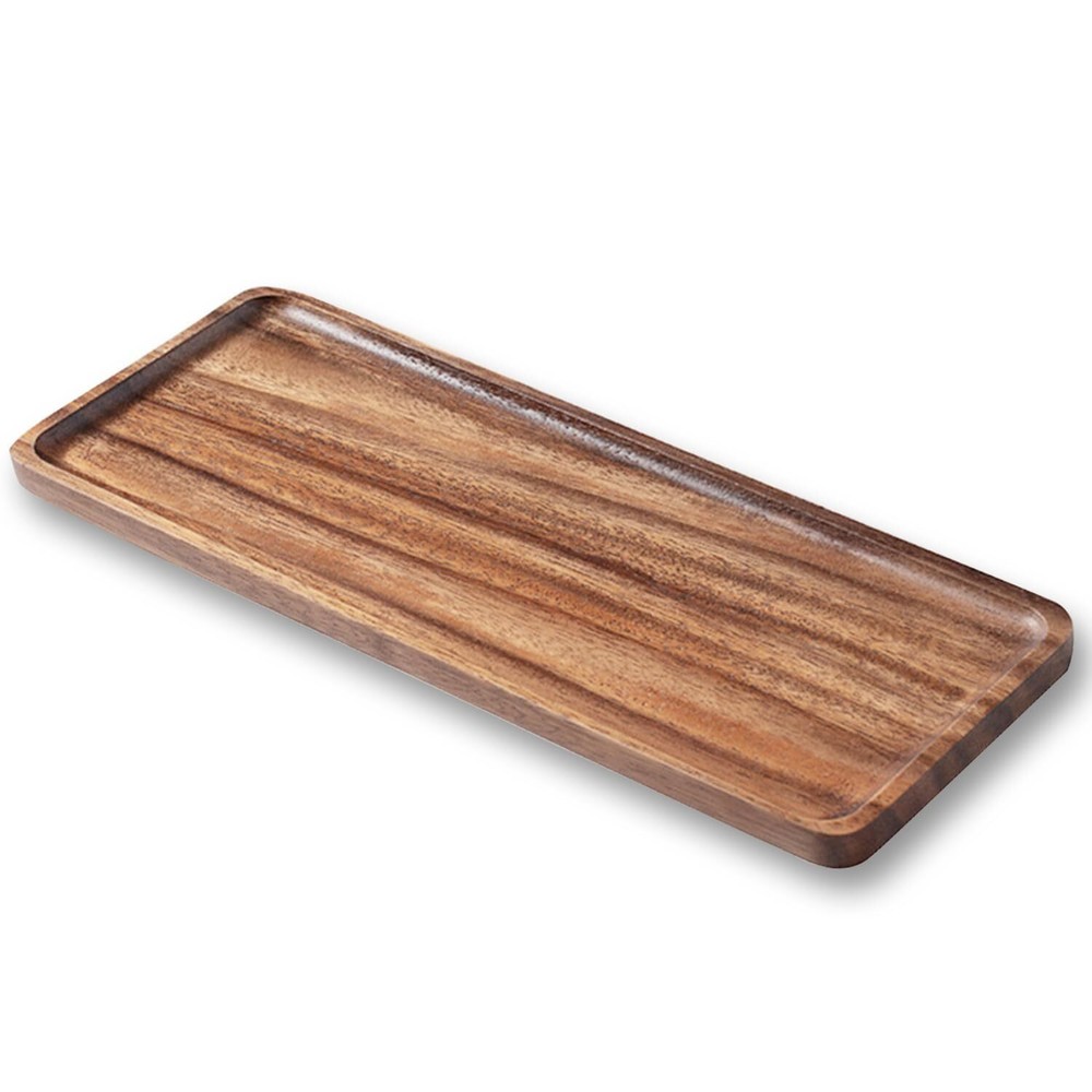 Acacia Wood Charcuterie Board 14x5.5 Inch Rectangle Cheese Tray Non-Slip Base-image
