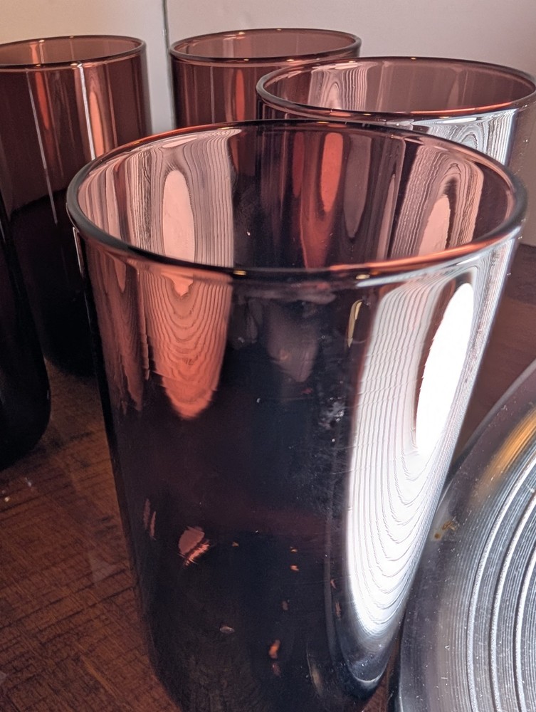 Vintage Libbey Metropolitan Amethyst Tumblers/Round Bottom Set 5