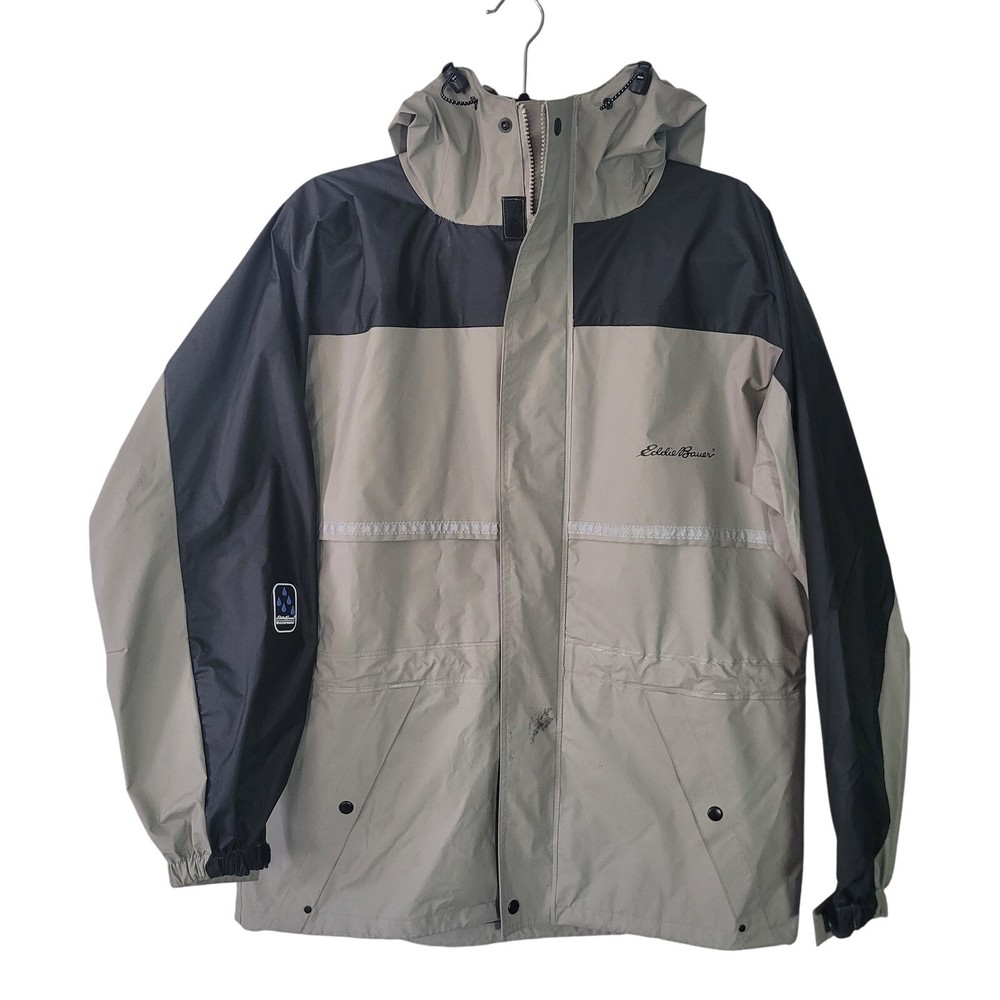Eddie Bauer Womens M Hooded Waterproof Rain Jacket with Waist Cord