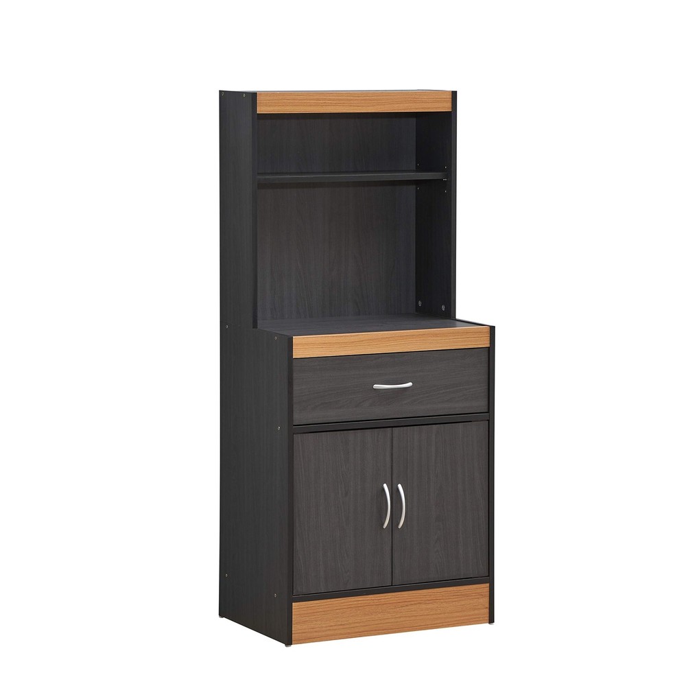 Hodedah 54-Inch Tall Open Shelf Bookcase with 1 Drawer and Enclosed Storage in Black