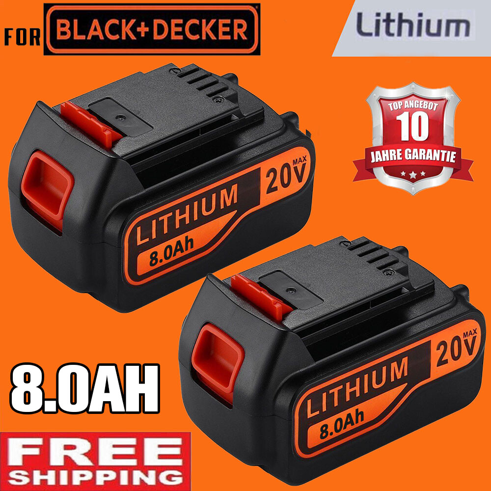 2-Pack 20V 8.0AH Li-ion Battery for BLACK+DECKER LBXR20 LBX20 LB20 LB2X4020  