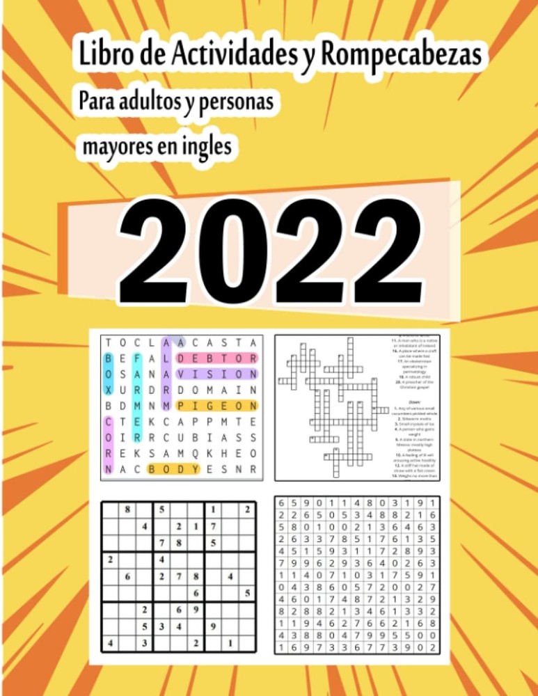 Libro de actividades de rompecabezas para adultos y personas mayores en ingles: