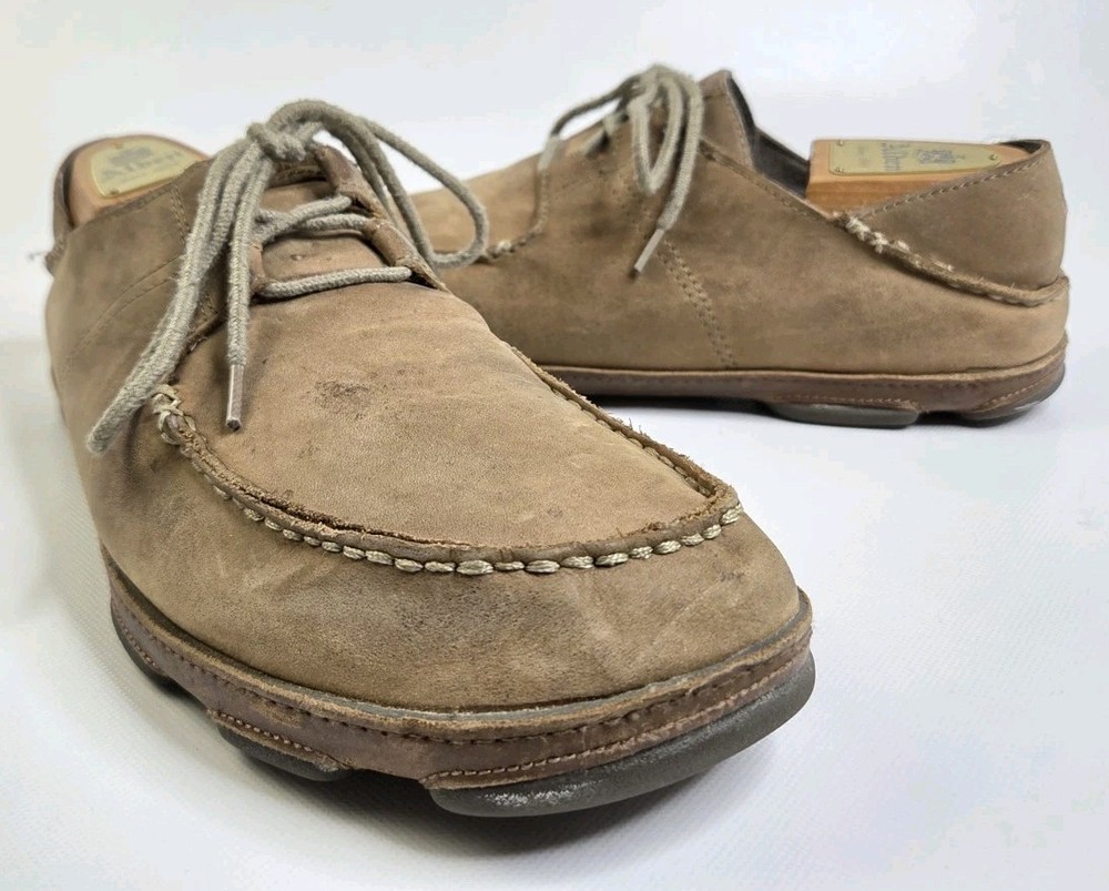 OluKai Ohana Lace Up Nubuck Men’s Size 11 Tan Leather Shoes Loafers