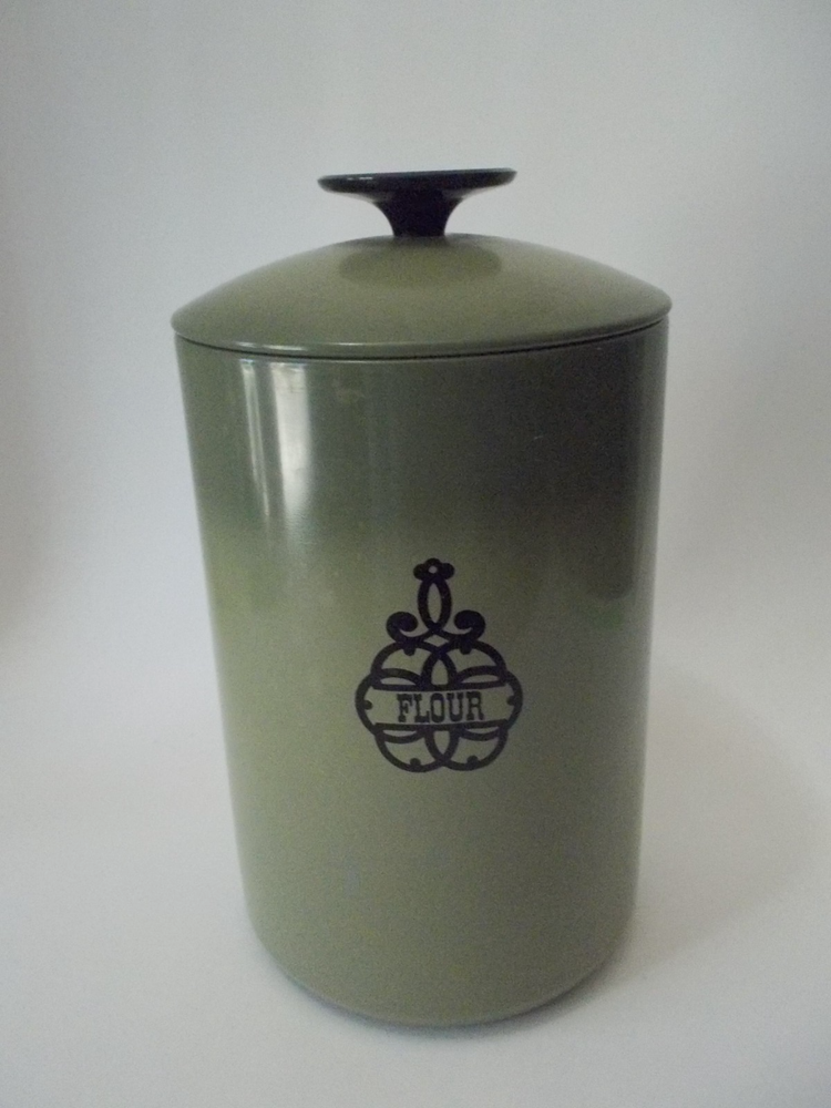VTG 70's WEST BEND Aluminum Green Ombre Flour Canister Container MADE IN USA