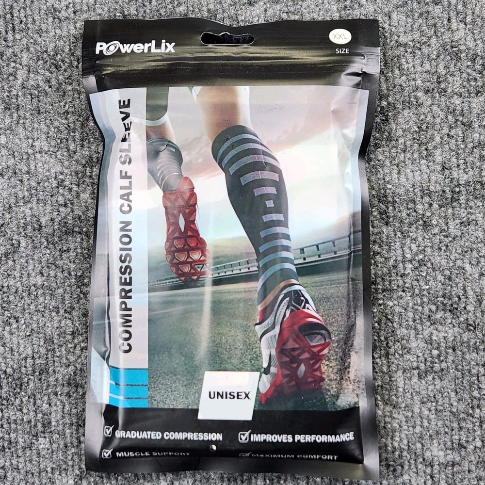 PowerLix Compression Calf Sleeves for Men & Women - XXL Size - Blue Pair - Support & Performance