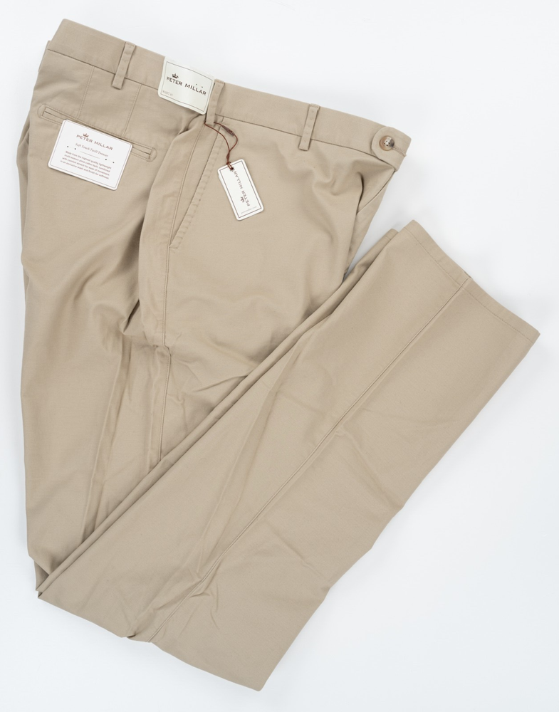 PETER MILLAR Khaki Casual Dress Pants Cotton Flat Front Regular Fit 40 (EU 56)