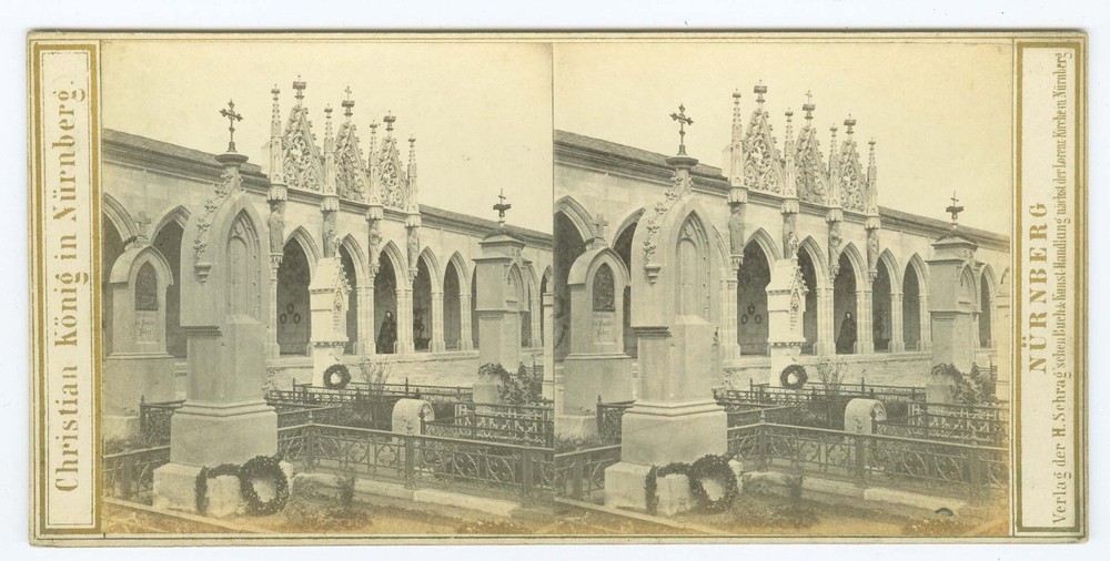 D1571~ GERMANY – Nuremberg St. Johns Cemetery c.1860s Stereoview - Konig