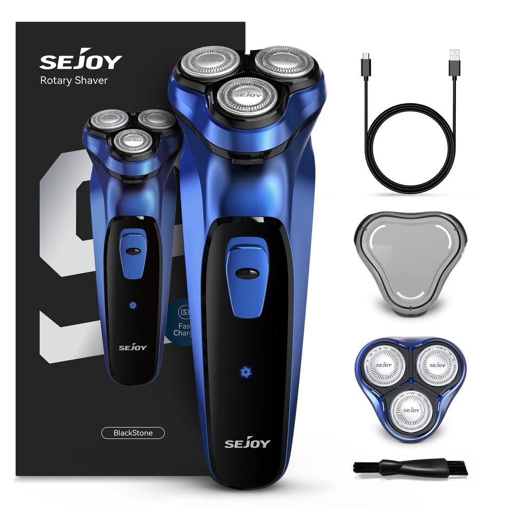 SEJOY Mens Electric Shaver Razor Rechargeable Rotary Cordless Sideburn Trimmer