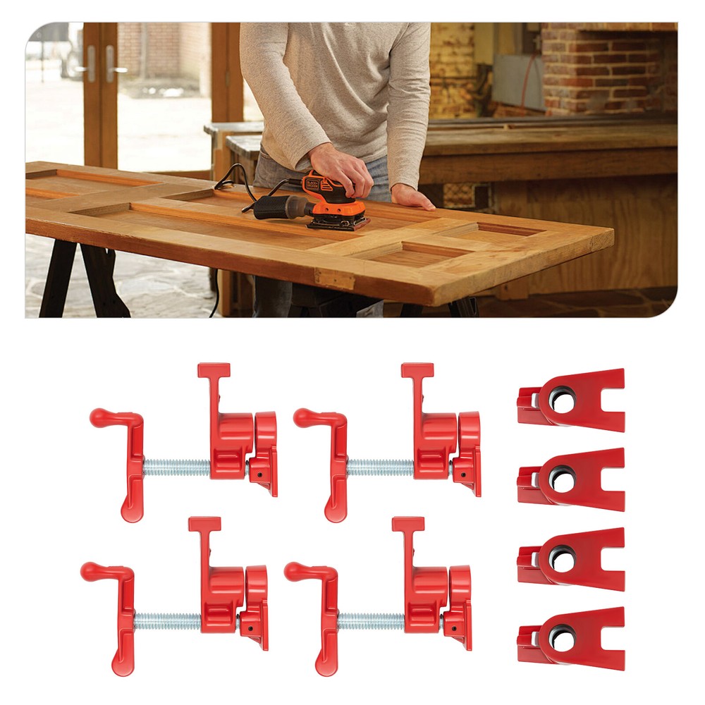 4-Pack 3/4 Inch Heavy Duty Pipe Clamps for Woodworking & Gluing