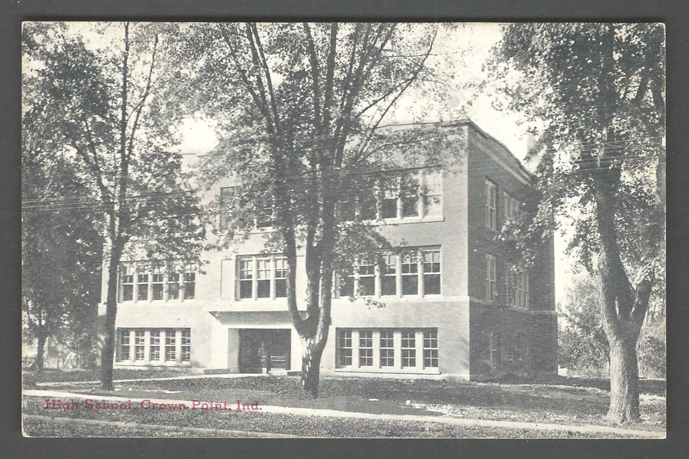 CROWN POINT INDIANA High School c. 1910 C.R. Childs Divided Back Postcard