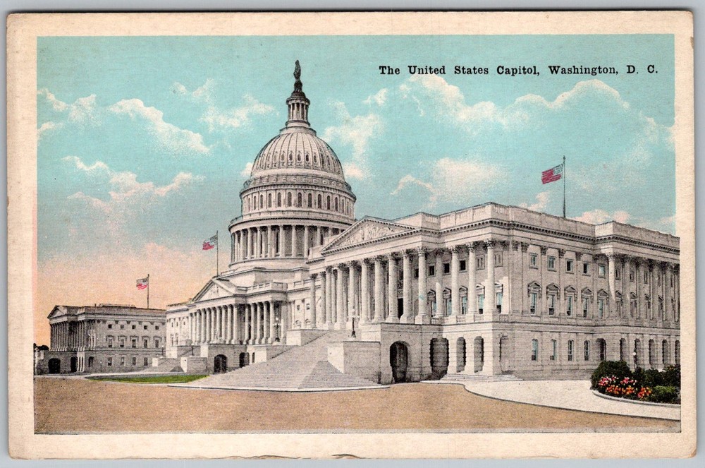 Antique Postcard Capitol Dome Statue Washington, D.C 1910s