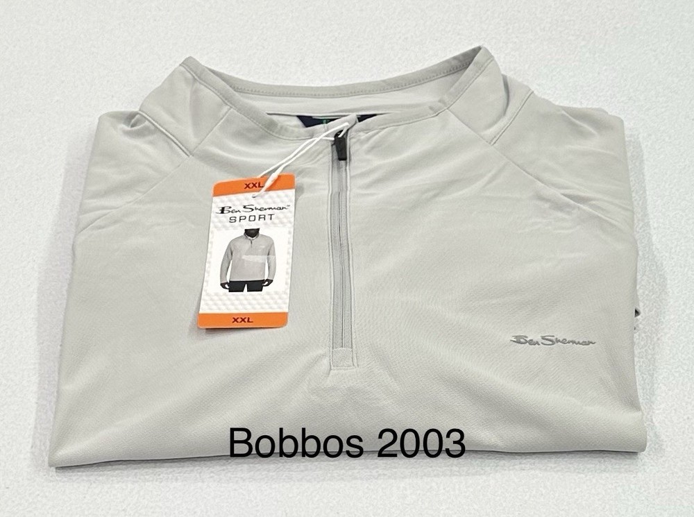 Ben Sherman Men's Quarter Zip Active Stretch Sport T-Shirt, Gray, Size XXL