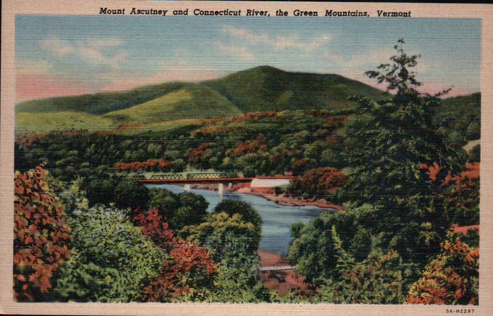 Green Mountains Connecticut River Vermont -- Old Vintage Standard Linen Postcard