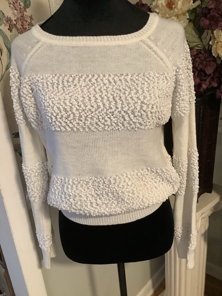 Juniors Oh MG Pullover Sweater  M Long Sleeve High Low Knit  Ivory