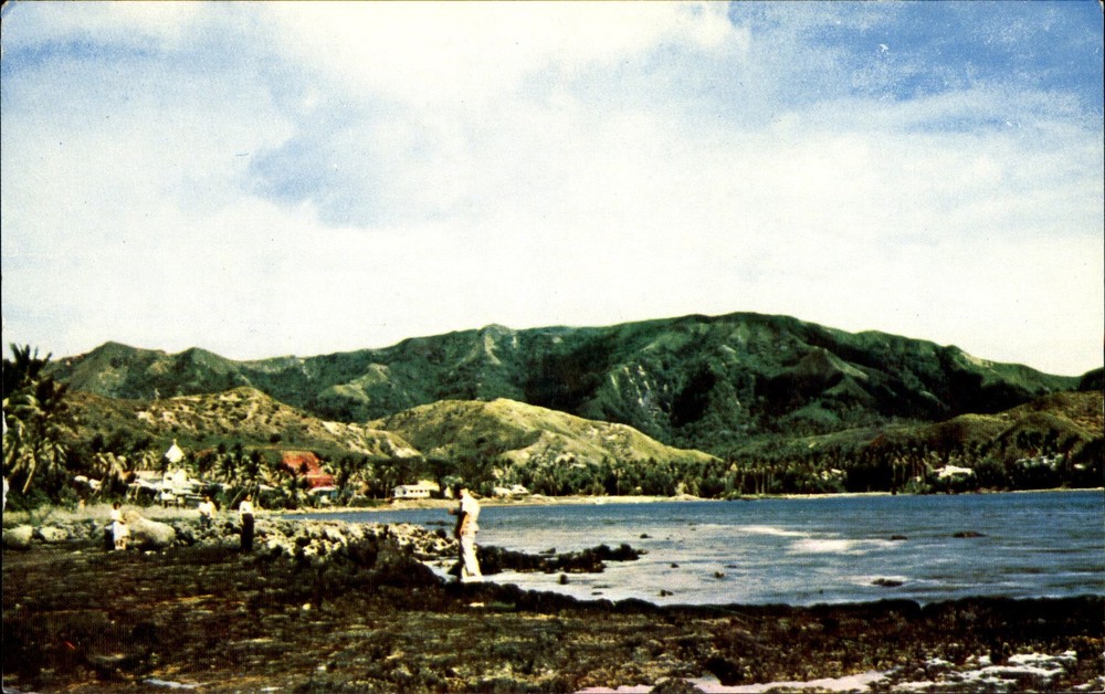 Bay of Umatac ~ Guam shoreline ~ 1970s vintage postcard