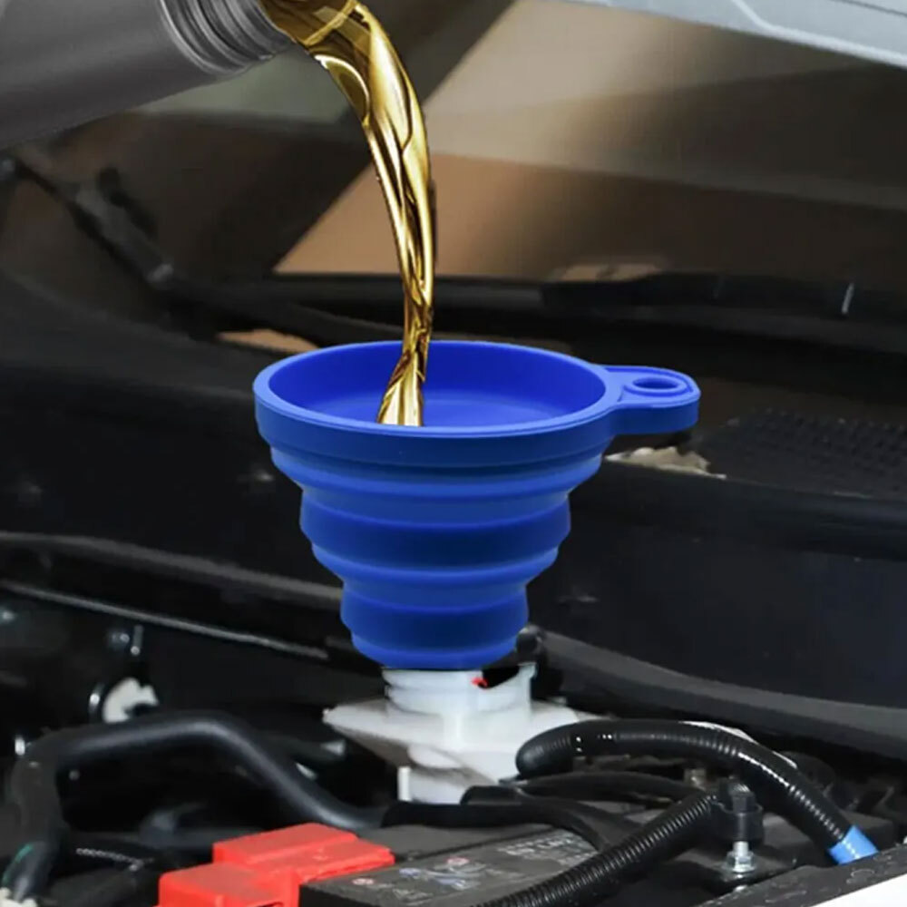 Foldable Silicone Funnel for Engine Oil Petrol & Washer Fluid Changes