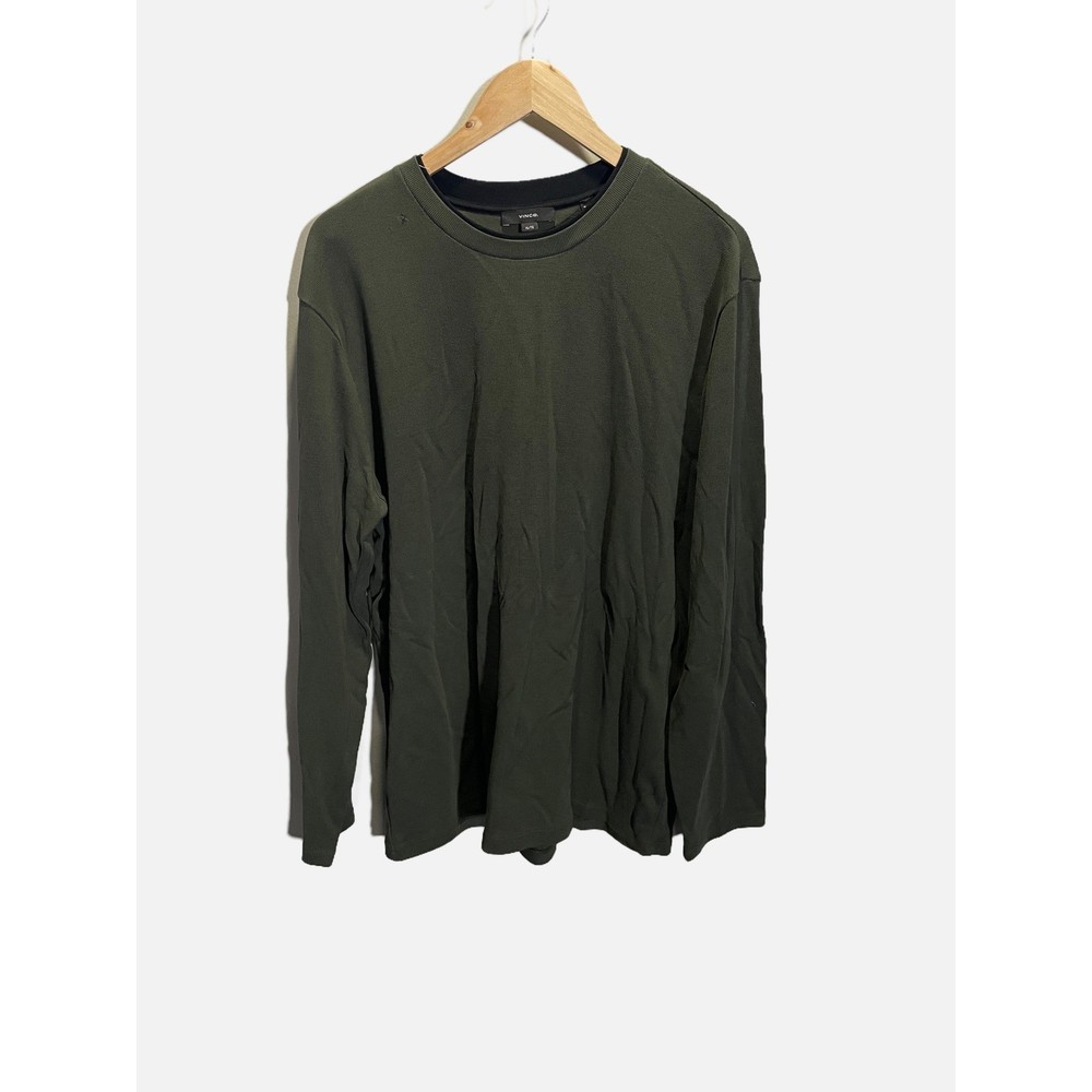 Vince Long Sleeve T-Shirt Mens XL Green Pima Cotton Crew Neck Casual Minimalist
