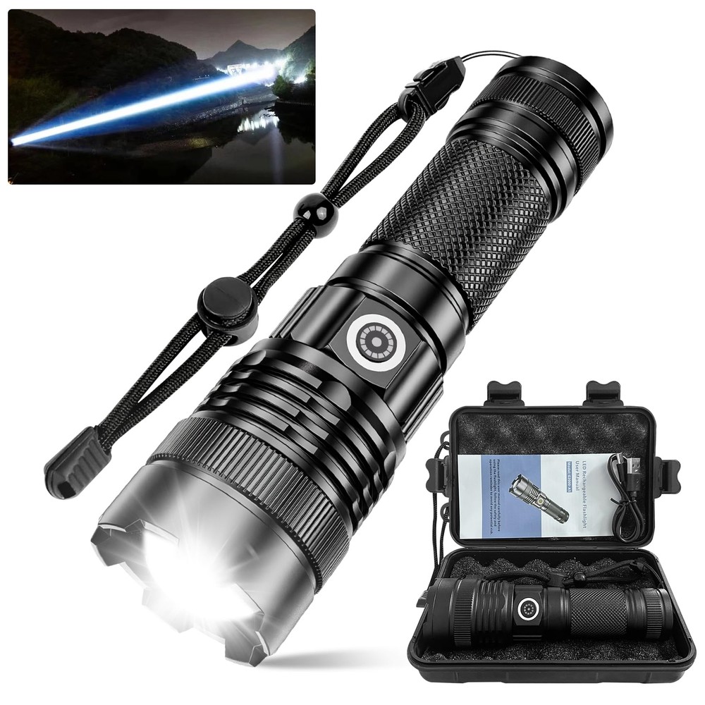 Flashlights High Lumens, 25000lm Super Bright Rechargeable Flashlights High P...