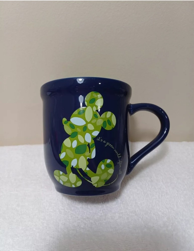Disney Mickey Mouse Blue /Green Coffee Mug VTG Christmas Gift