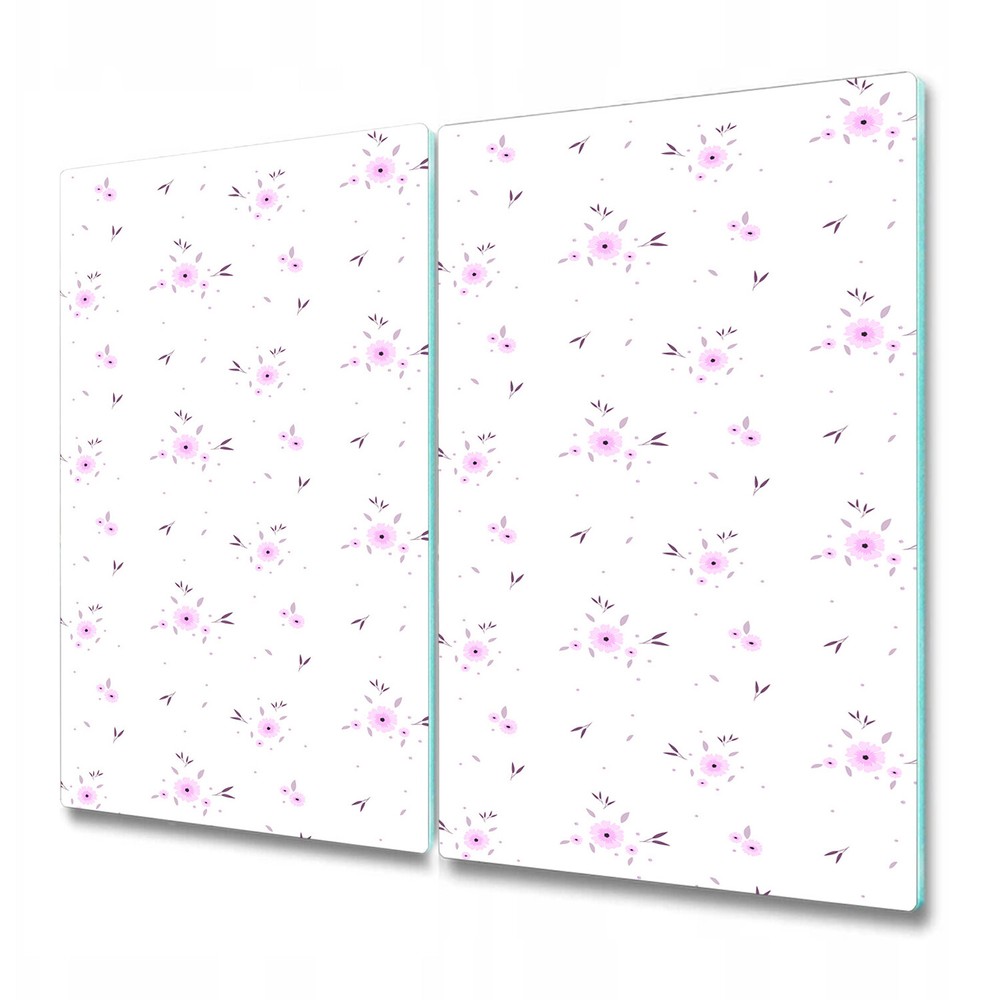 Glass Chopping Cutting Board Beige set of cute shabby chic roses grey & pink