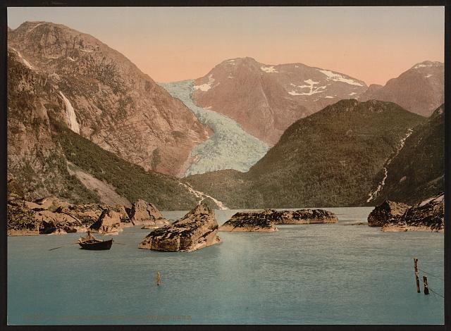 Photo:Bondhus Glacier Hardanger Fjord Norway 1890s Photochrom Lake View