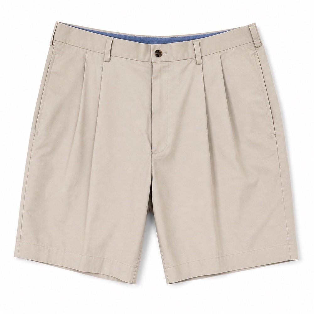 Brooks Brothers Lightweight Advantage Chino Shorts Mens 38 Khaki Pleated Cotton