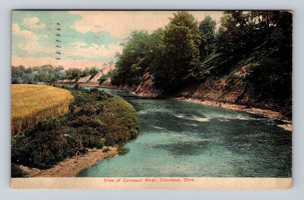 Conneaut OH-Ohio, View Of The Conneaut River, Vintage c1910 Postcard