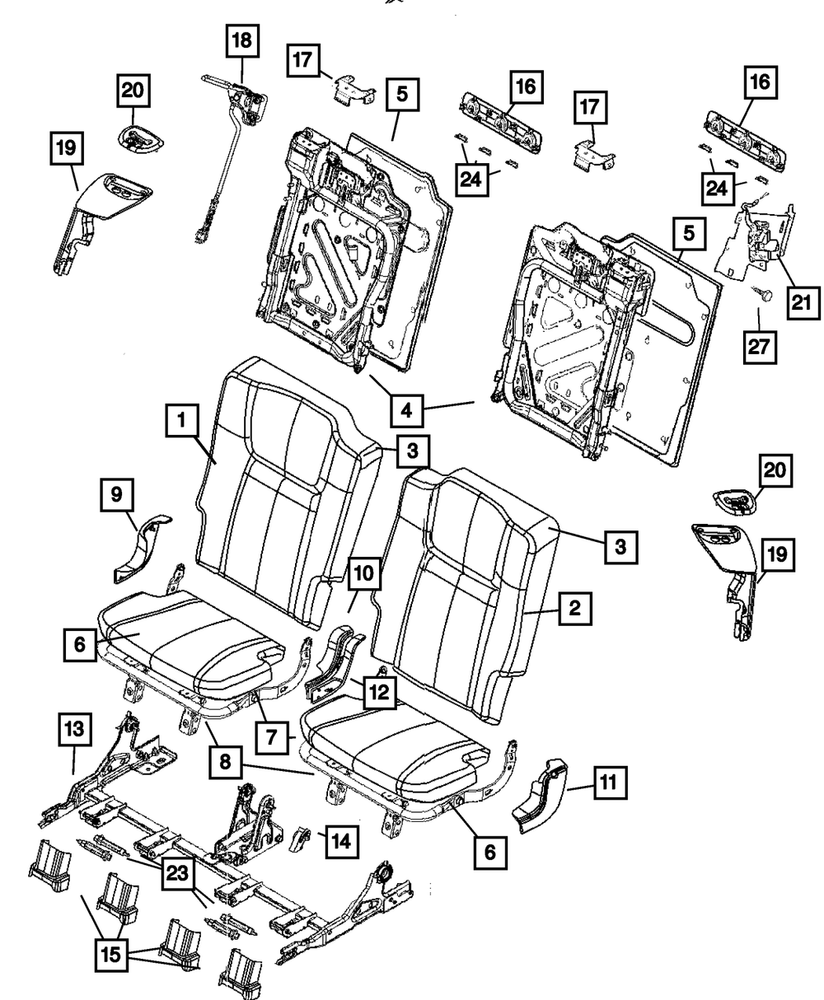 Genuine Mopar Seat Back Foam Left 68058076AA