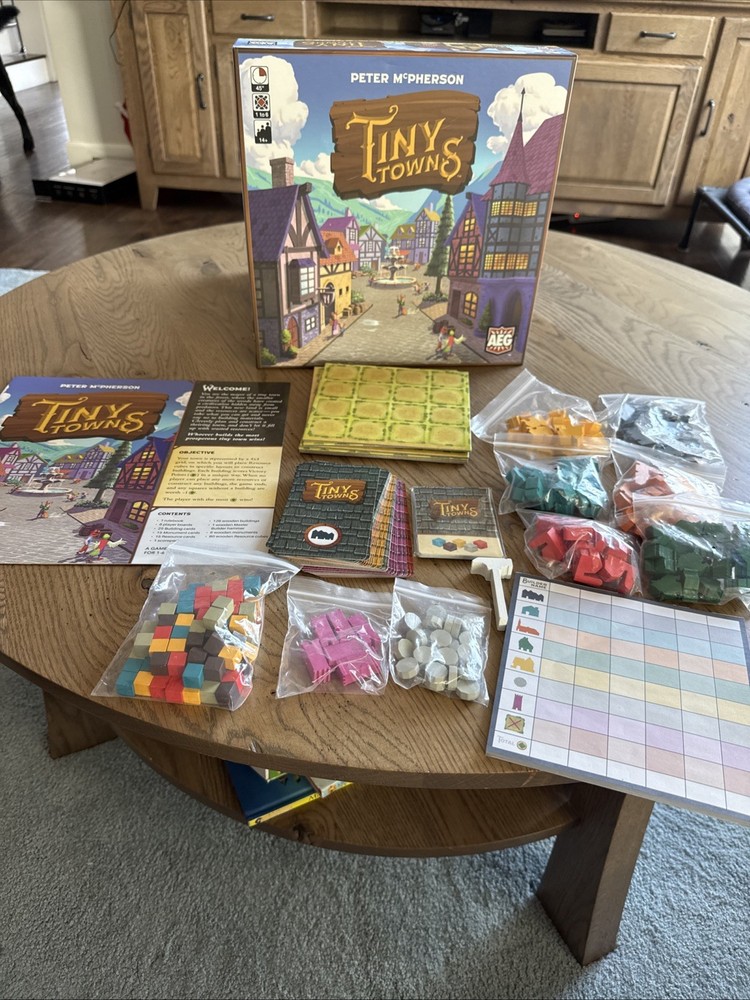 TINY TOWNS Board Game 100% COMPLETE 2019 AWARD WINNER Beautiful Game!