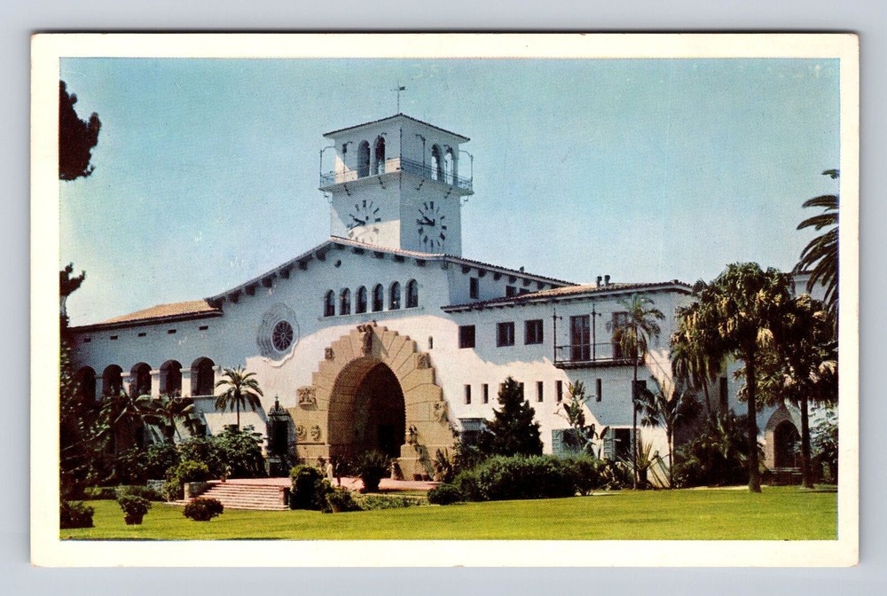 Santa Barbara CA-California, County Court House, Antique Vintage Postcard