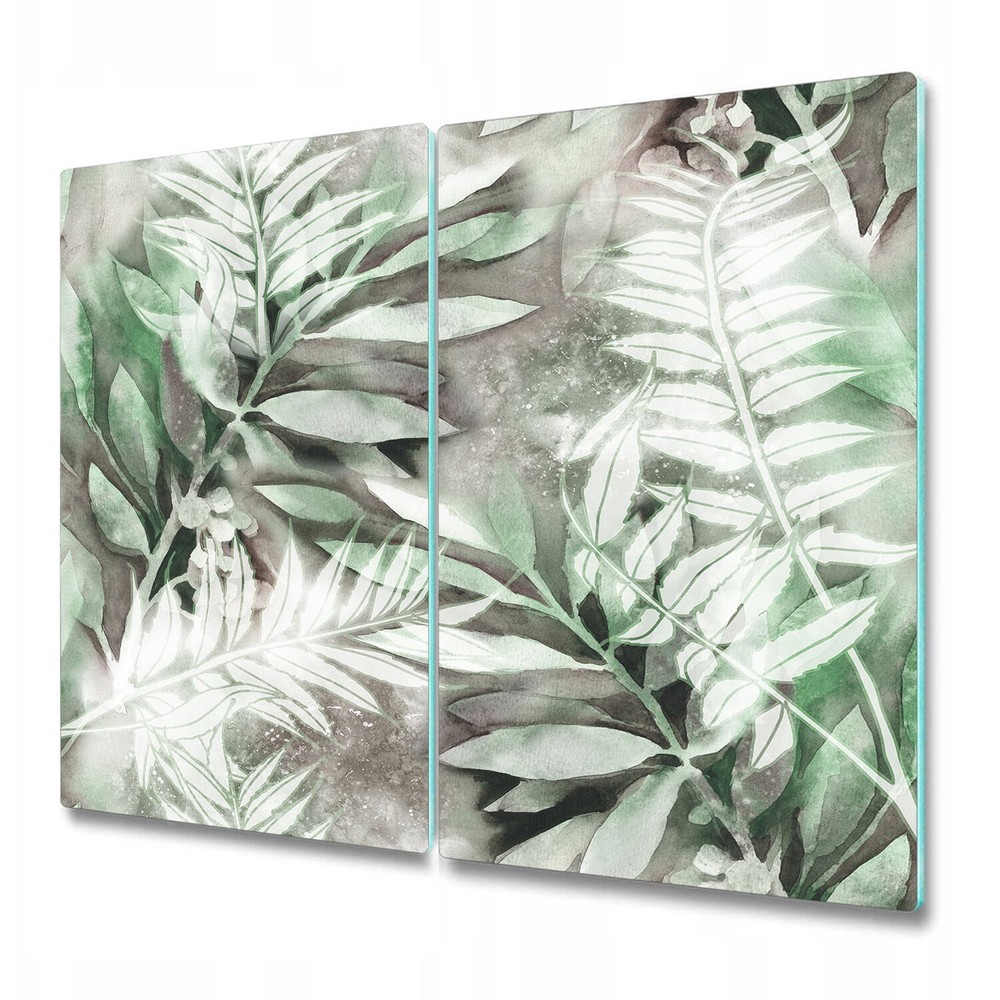 Tempered Glass Bread Board Worktop protector Leaves Tropical Painting 2x30x52