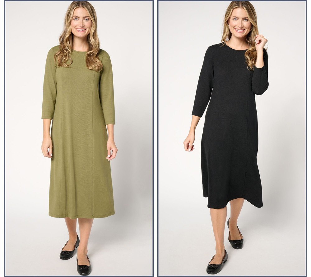 Denim & Co. Women's Petite Dress 3XP Essentials Heavenly Jersey Black A673519