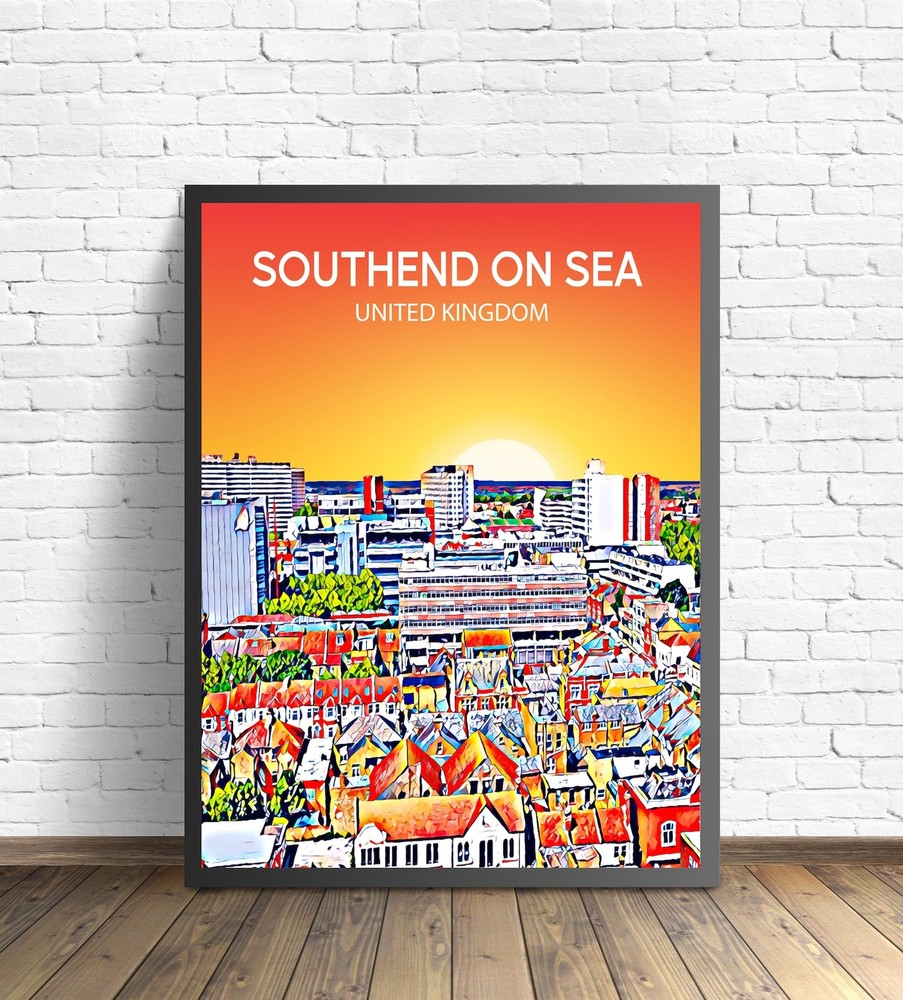 Southend On Sea Uk Art Poster Sunset Night Poster Art Print Southend On Sea