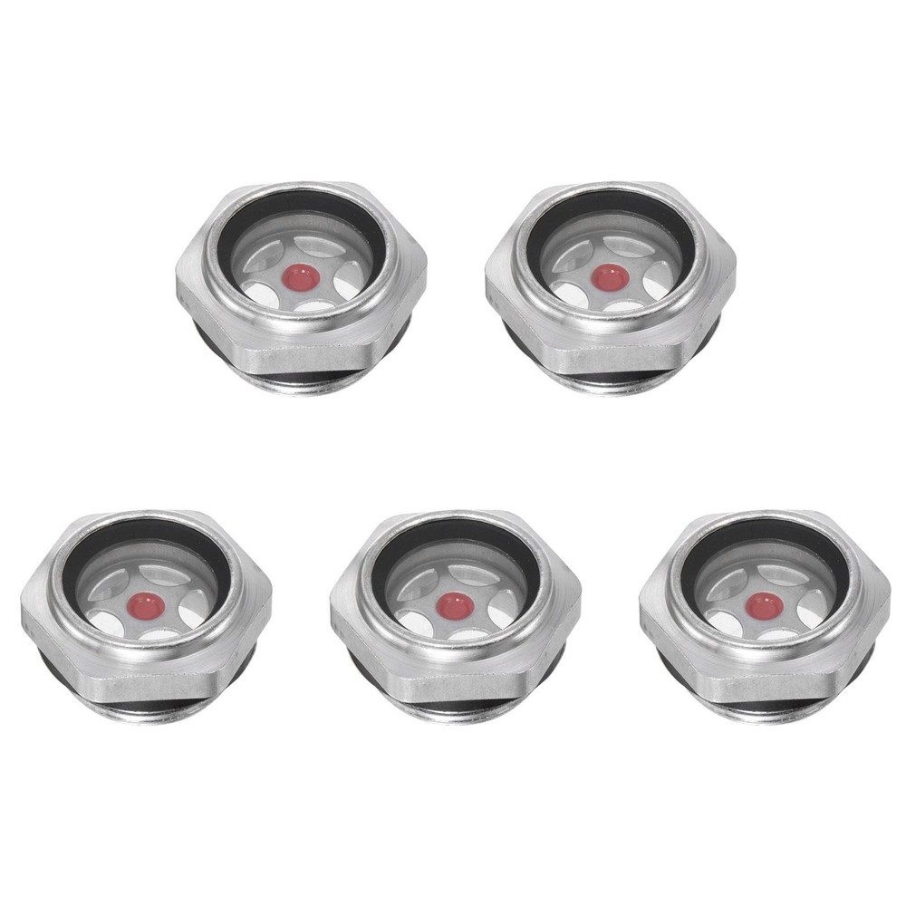 Air Compressor Oil Level Gauge Sight Glass M26x1.5mm Male Thread Aluminum 5Pcs