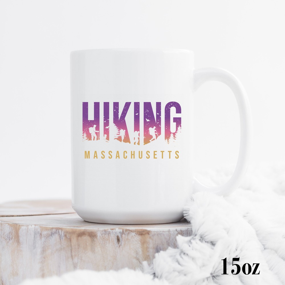 Massachusetts Hiking Enamel Mug - Perfect Camper Gift for Outdoor Lovers