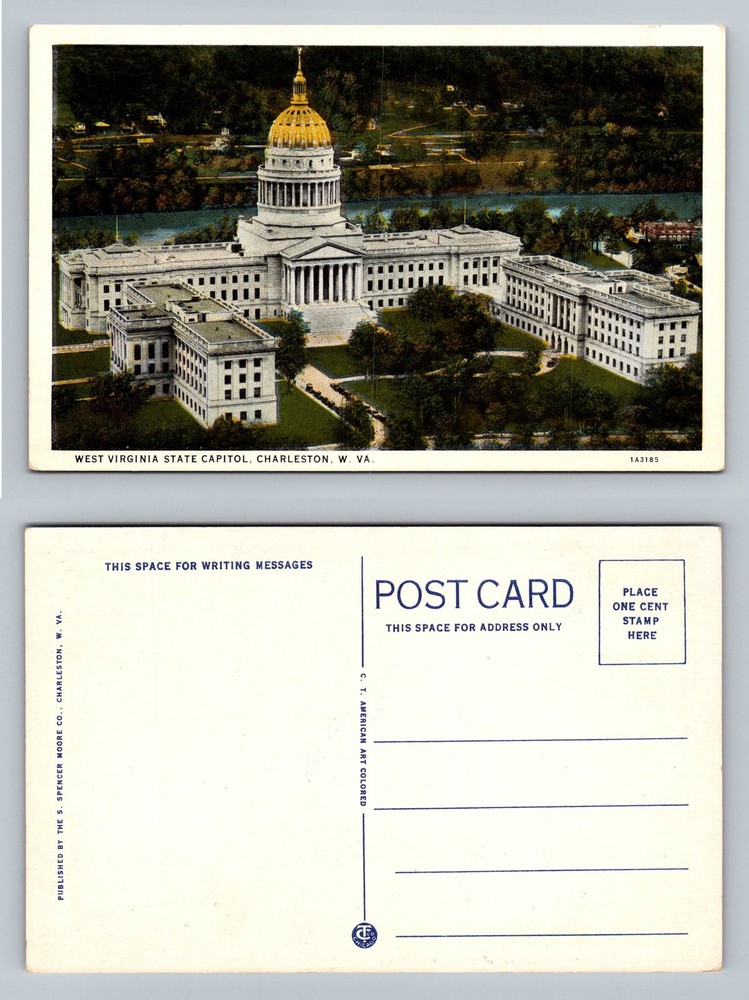 Charleston, WV-West Virginia, State Capitol Building Gold Dome, Vintage Postcard