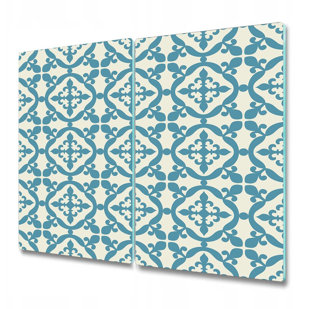 Tempered Glass Bread Board Worktop Saver Moroccan tile blue and golden 2x30x52
